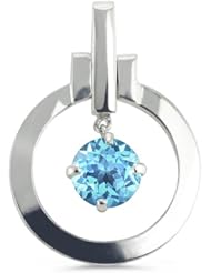 Long Drop Bail Circular Pendant With Genuine 6 MM Round Cut Garnet Center Stone In Silver.