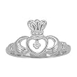 14K White Gold Diamond Claddagh Ring