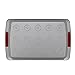 Cake Boss Deluxe Nonstick Bakeware 11-Inch x 17-Inch Cookie Pan with Drop Zones, Gray with Red Silicone Grips