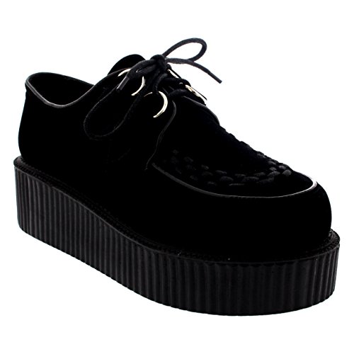 Womens Double Platform Punk Goth Flatform Brothel Creepers Retro Shoes