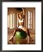 Blond Woman on Balance Ball Framed Art Poster Print, 18x22