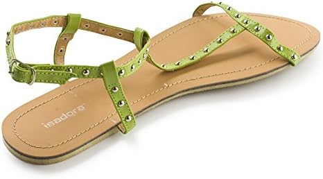 ISADORA Studded Strappy Flat Sandal Flipflops (9, Lime Green)