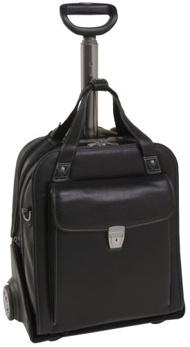 Siamod 45315 Pastenello Napa Cashmere Leather Vertical Wheeled Detachable Laptop Case (Black)