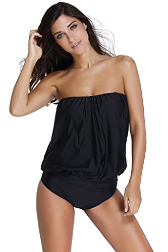 Aleumdr Women's 2PCS Bandeau Top Triangle Briefs Swimsuits(FBA)