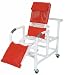 Reclining PVC Shower Chairs - Deluxe Elongated Open Front Commode Seat and Elevated Leg Extension