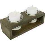 Rustic Wood Double Votive or Tea Light Holder
