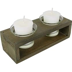 Rustic Wood Double Votive or Tea Light Holder