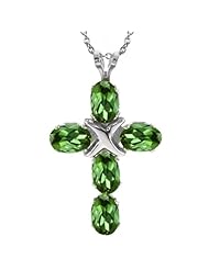 2.00 Ct Oval Green Tourmaline 925 Sterling Silver Pendant With 18" Chain