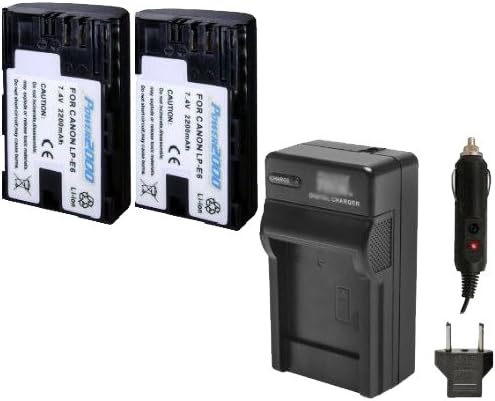 Excelshots 2 Pack Power Battery With Charger For Canon LP-E6 and Canon SLR EEOS 5D Mark II, EOS 7D, EOS 60D Digital Camera