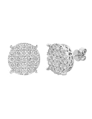 14k White Gold 1.96CT Diamond Stud Earrings Pave Round Cut 5.4gr.