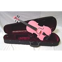 Crystalcello MV450PK 1/10 Size Violin with Carrying Case + Bow + Accessories - Pink Color