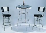 41jlqxg4QzL. SL160  NEW Chrome Plated Bar Table w/ Swivel Black & White Back Bar Stools