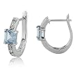 FOJO's Diamonds in Silver Genuine Blue Topaz Hoop Earrings (1/10 ct. tw.)