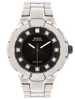 Guess #U10023G1 Men's WaterPro&reg; Diamond Accent Marker Bracelet Watch