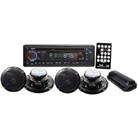 Pyle PLCD4MRKT Complete Marine Water Proof 4 Speaker CD/USB/Mp3/Combo w/ Stereo Cover (Black)
