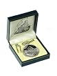Steam Locomotive Conductor's Polished Black an Silver-plated Train 40mm Pocket Watch with 12" Snake Chain