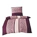 Bierbaum 310350 Mako-Satin-Bettwäsche mit Reißverschluss, Dessin 3932 - aubergine, 135/200 cm, 100 % Baumwolle