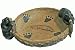 Black Bear Cubs Figurine Holding Fish On A Rustic Wood Look Coin Candy Dish Bowl With A Fish Design In Center And Paw Prints Around 10