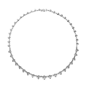 18k White Gold 11.57 Dwt Rough Diamond Whtie Graduated Round Fancy - 16 Inch Necklace - JewelryWeb