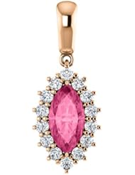 18K Rose Gold 10.00x5.00mm Marquise Cut Pink Tourmaline and Diamond Pendant -- LIFETIME WARRANTY