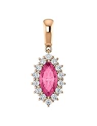 10K Rose Gold 10.00x5.00mm Marquise Cut Pink Tourmaline and Diamond Pendant -- LIFETIME WARRANTY