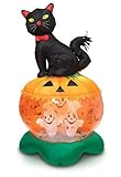 Inflatable Lighted Cat Sitting on Tornado Pumpkin