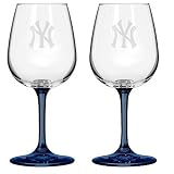 The New York Yankees MLB Baseball Set of 2 Wine Glasses