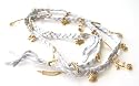 Disney Couture 14KT Gold Plated Multi Charms Leather Wrap Bracelet -- We Do Not Ship To Japan or Australia