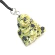 Dalmatian Jasper Gemstone Mini Buddha Pendant with Adjustable Corded Necklace
