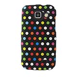 Hard Snap-on Shield BLACK With COLOR POLKA DOTS Design RUBBERIZED Faceplate ....