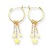 14k 3 Star Drop Hoop Earrings