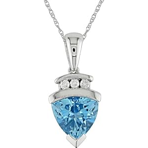 10k Gold Blue Topaz and Diamond Necklace by