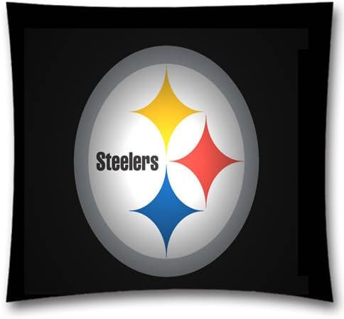 AM Personalized NFL Pittsburgh Steelers Teams Cotton Square Decorative Throw Pillow Covers for Couch Sofa and Bed 18x18 Inch (45x45 cm) Footbal Theme 2266
