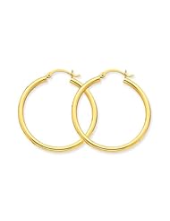 2.5mm, 14K Yellow Gold Endless Hoop Earrings, 45mm (1 3/4")