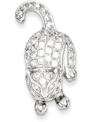 Sterling Silver CZ Cat Pin 31mmx15mm