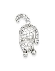 Sterling Silver CZ Cat Pin