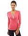 PattyBoutik Women Notch Neck Buttons Trim Blouse Top (Bright Heather Coral X-Large)