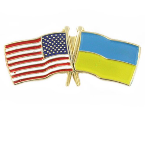 USA and Ukraine Crossed Friendship Flag Lapel Pin