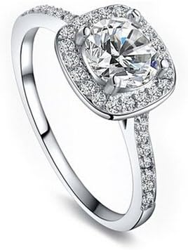 KERTM 18k white gold plated AAA Cubic Zirconia CZ Women Ring (7, silver-plated-base)