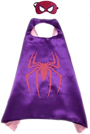 FIGMOON Superhero or Princess Dress Up Costumes Superhero CAPE &amp; MASK SET For Kids (3D Fallout 4 Key Chain As Free Gift) (Spidergirl)