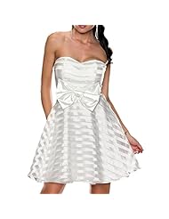 Petite Strapless Mesh Sweetheart Skater Dress/Evening Dress  With a Ribbon 