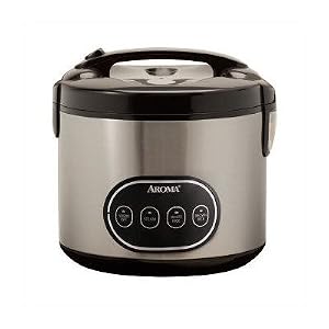 8-Cup Digital Dry Rice Cooker and Steamer in Stainless Steel