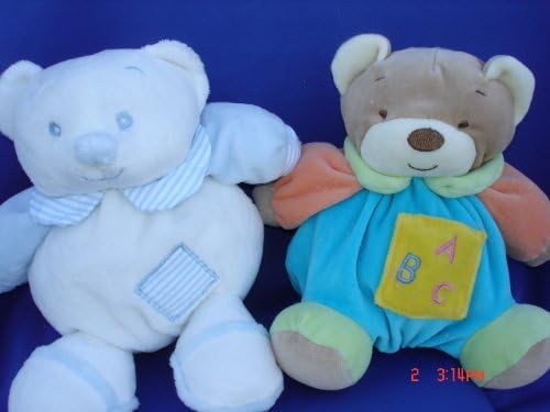Ultra Soft My First Baby Blue Teddy Bear Toy Rattle Stuffed Animal, 7 Inches Tall , 2 Pcs Set