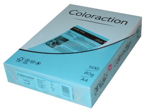 Antalis - ColorAction - Ramette 500 feuilles papier couleur pour Imprimante jet d'encre/laser/Copieur - 80g - A4 - Lisboa Bleu Roi