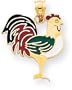 14K Gold Enameled Rooster Charm