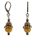 Earrings - E351 - Antique Gold Tone Metal Drop ~ Topaz