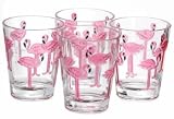Tropix Set Of 4 Etched Flamingo D.O.F. Glasses