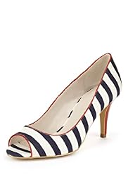 Peep Toe Striped Court Shoes
