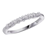 14KWhiteGold1/4ct.RoundandBaguetteCutDiamondWeddingBand