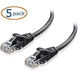 Cable Matters 5-Pack, Cat6 Snagless Ethernet Patch Cable in Black 1 Foot